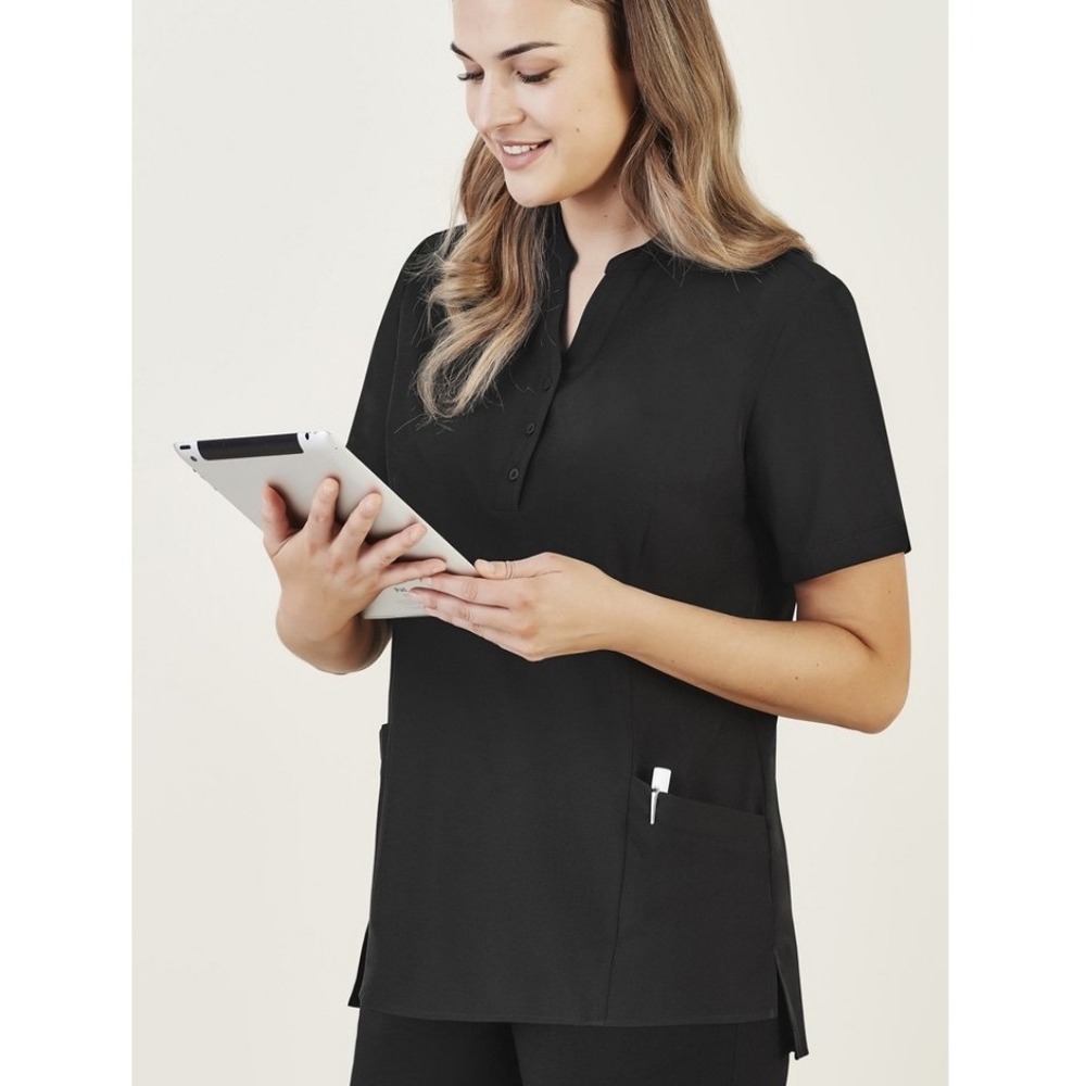 Scrubletics Scrub V Neck Top Patch Pockets Size XL Black